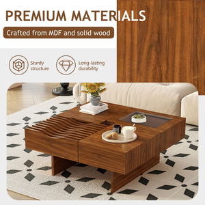 Unique Square Coffee Table With 3 Drawers