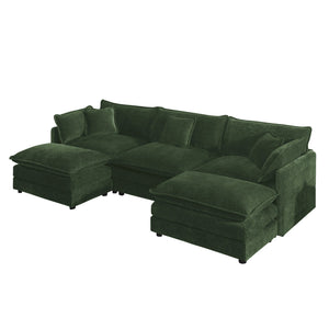 U-Shaped Sectional Sofa with Reversible Footrest