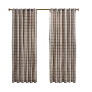 Plaid Rod Pocket and Back Tab Curtain Panel with Fleece Lining