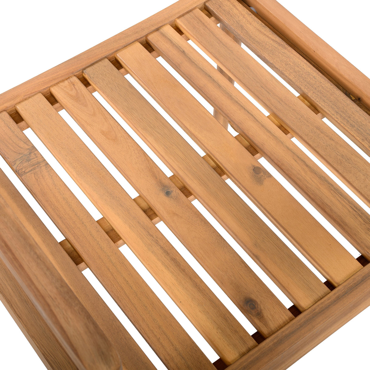 Creative Braided Acacia Wood Outdoor Dining Chairs with Armrests – Set of 2