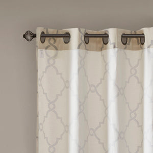 Fretwork Print Grommet Top Window Curtain Panel (One Panel)