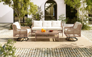 4 Pieces Patio Furniture Set with Swivel Chairs