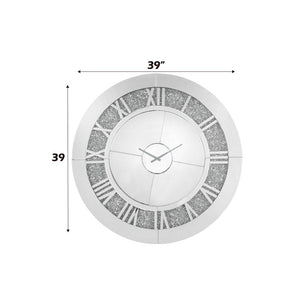 Noralie - 39" Wall Clock - Mirrored & Faux Diamonds