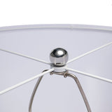 Silver Round Table Lamp with White Fabric Shade