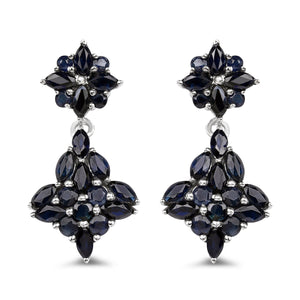 3.33 Carat Genuine Blue Sapphire .925 Sterling Silver Earrings