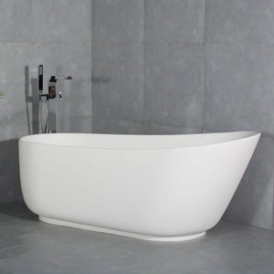 Solid Surface Stone Resin Soaking Bathtub with Overflow - Matte White