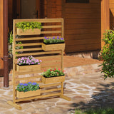 Wooden-plant-trellis-stand-with-5-hanging-planter-boxes,-freestanding-outdoor-plant-stand-for-patio,-garden,-balcony,-porch-Trellises