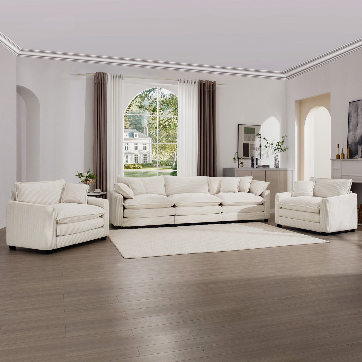 Elegant Oversized Sectional Sofa Set With Deep Seats And Flexible Layout