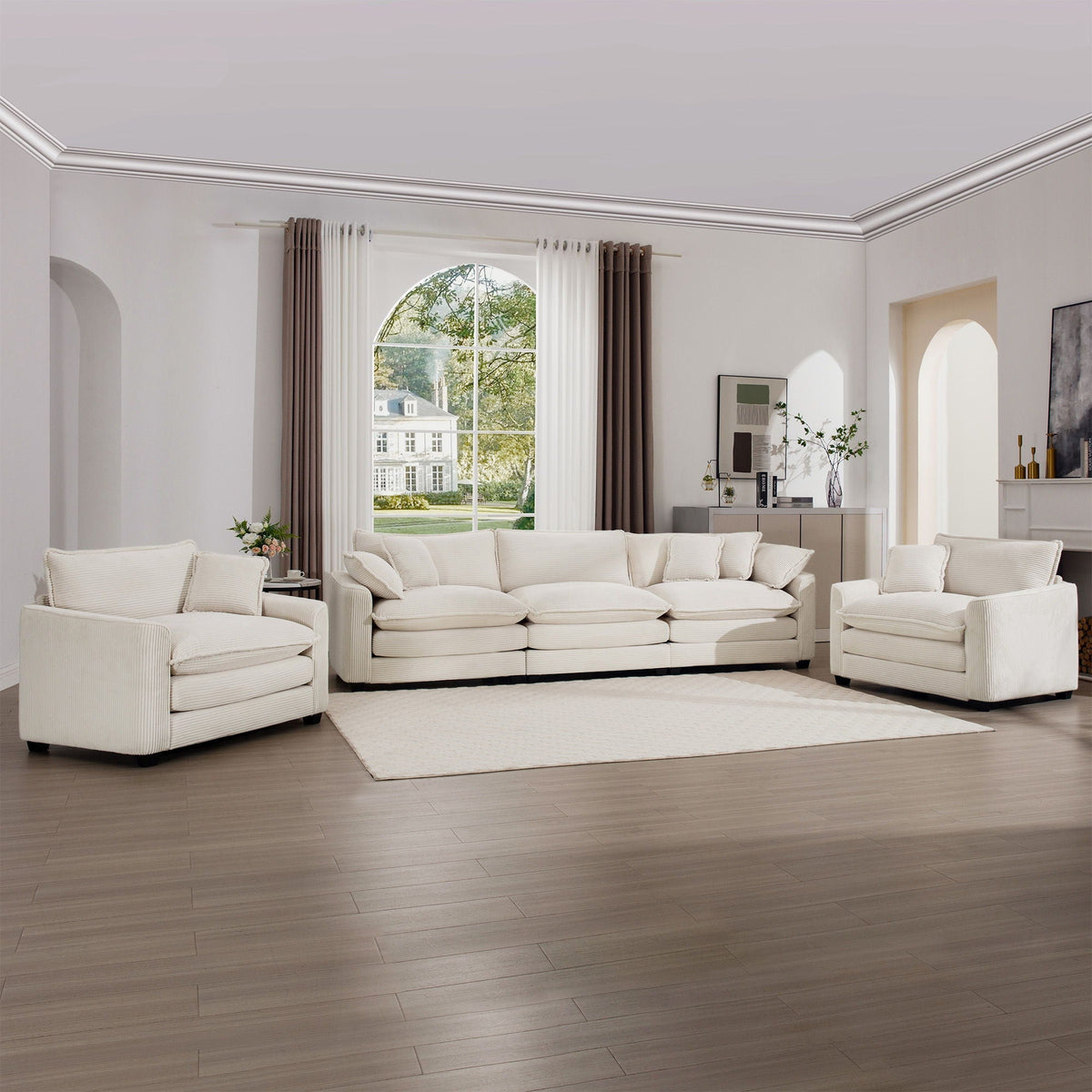 Elegant Oversized Sectional Sofa Set With Deep Seats And Flexible Layout