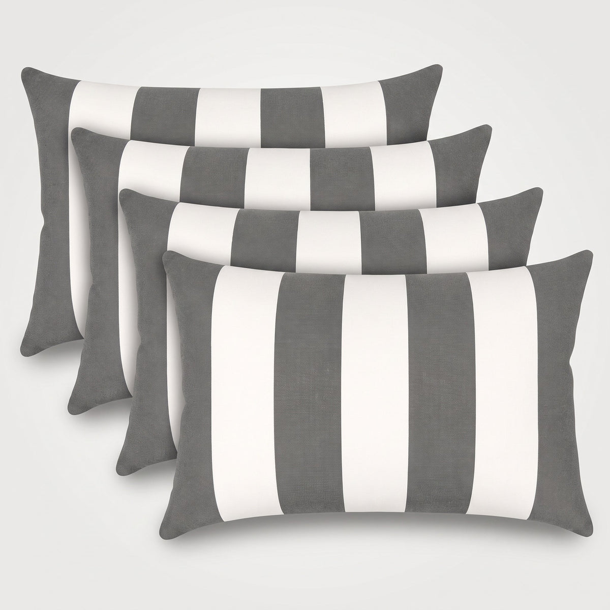 4 Pack Outdoor Lumbar Pillow with Inserts - Gray/White Striped