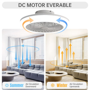 Bladeless Ceiling Fan With Light And Remote Control - White