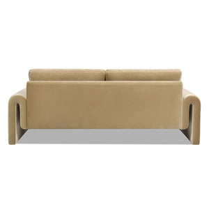 Mason 85' Arched Arm Sofa, Camel Brown Beige Performance Velvet