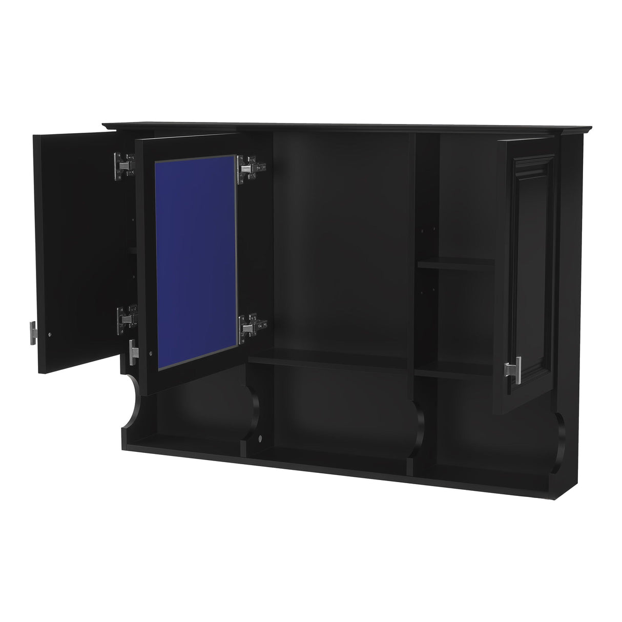 Modern Wall Mounted Mirror Medicine Cabinet With Open Shelves