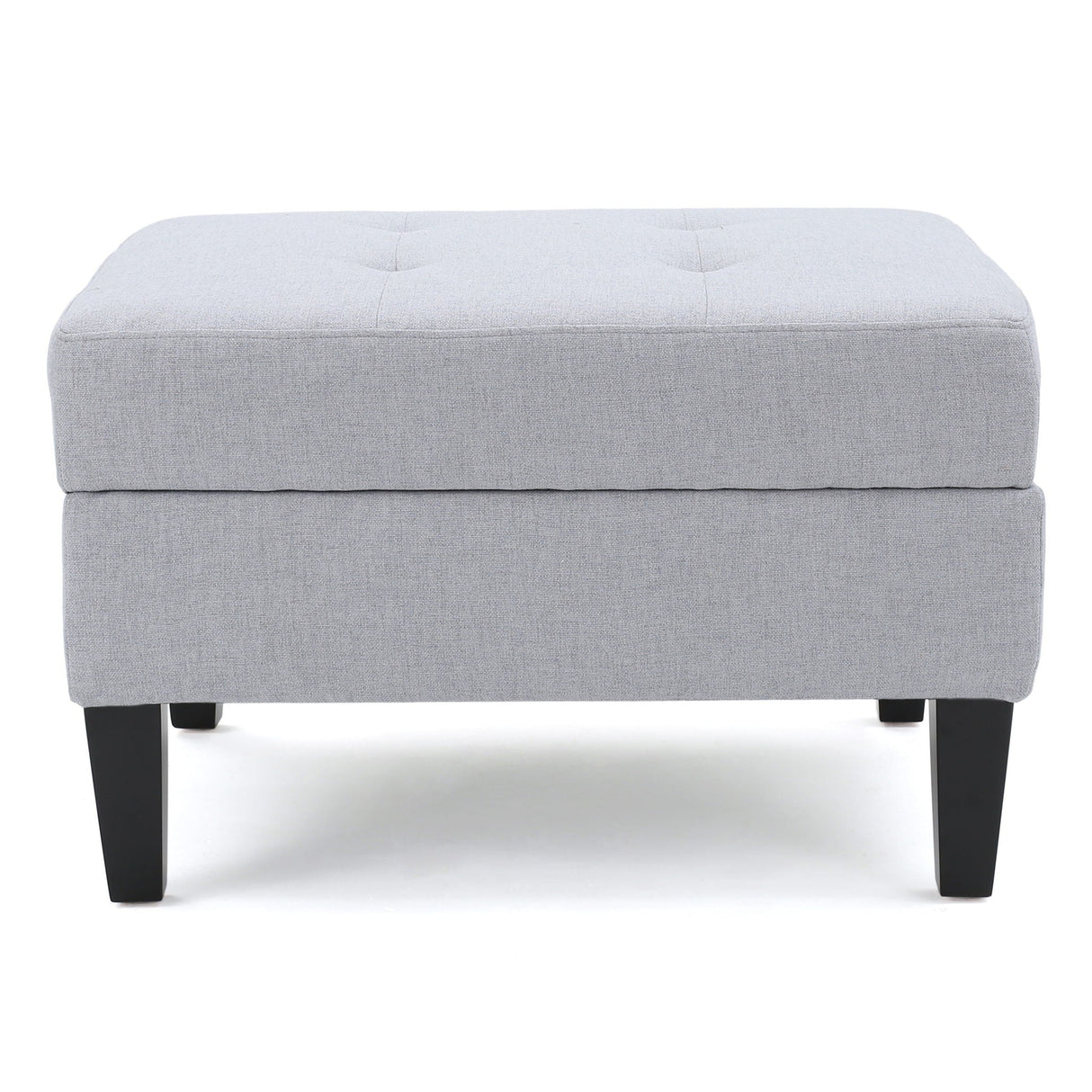 Storage Ottoman With Birch Wood Legs And Cushioned Top