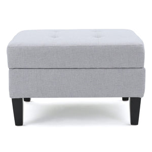 Storage Ottoman With Birch Wood Legs And Cushioned Top