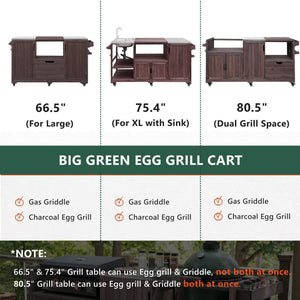K&K 80.5' Outdoor Kitchen Island for Big Green Egg & Blackstone Griddle
