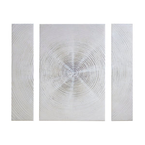 Silver Sand Spiral™ — Hand-Embellished Abstract 3-Piece Canvas Triptych