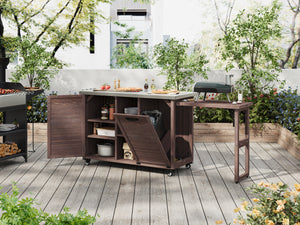 K&K 78.3' Outdoor Kitchen Island with Foldable Grill Table
