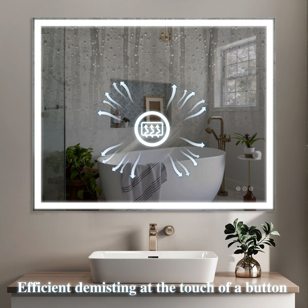 LED Bathroom Vanity Mirror Wall Mounted Adjustable / Warm / Natural Lights Anti-Fog Touch Switch With Memory Modern Smart Large Bathroom Mirrors