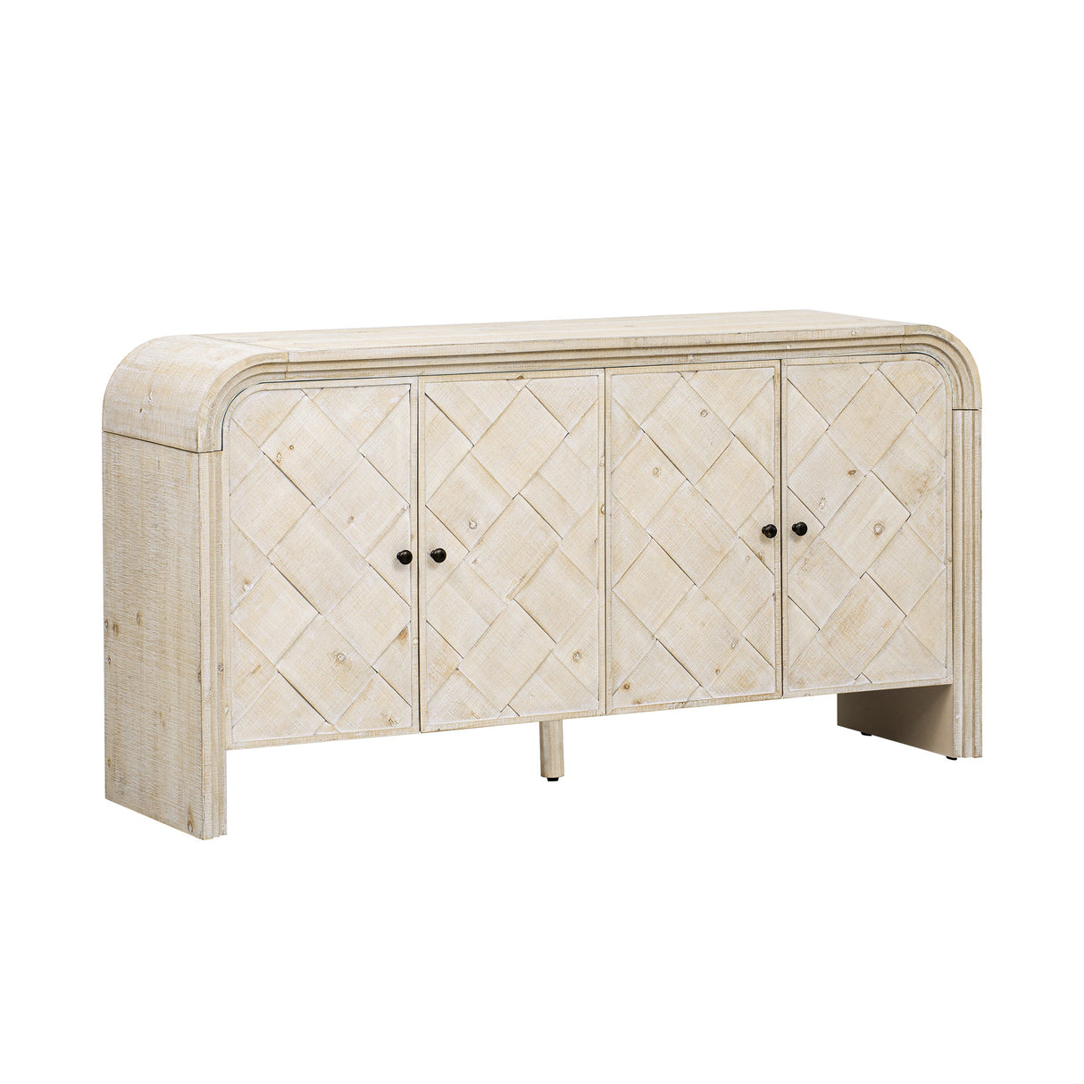 Handwoven Wood Slat Door Sideboard