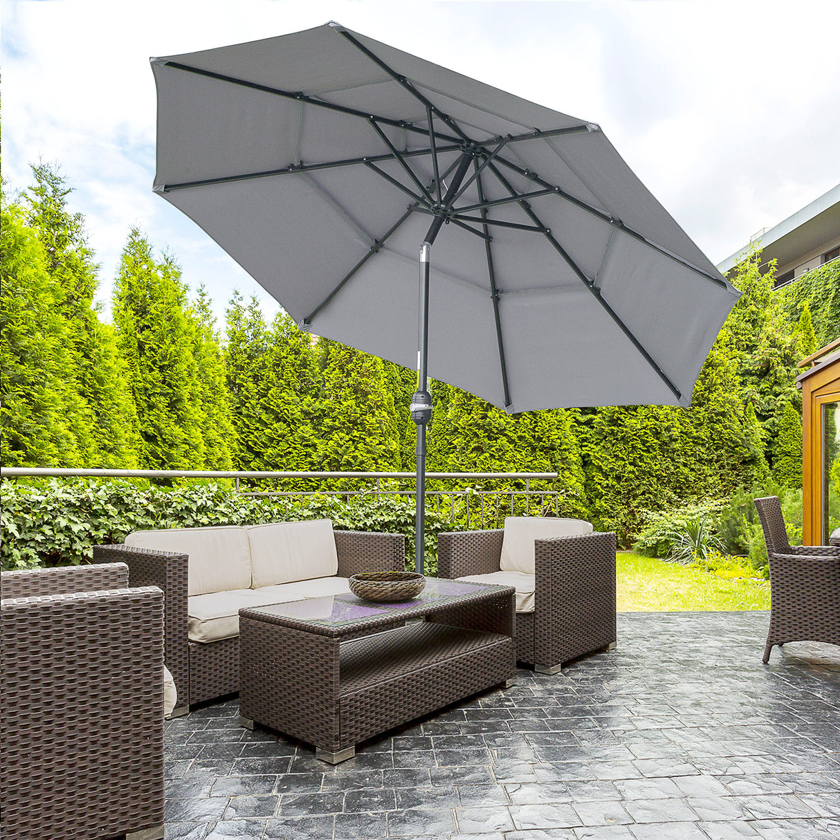 9ft-3-tiers-patio-umbrella-outdoor-market-umbrella-with-crank,-push-button-tilt-for-deck,-backyard-and-lawn,-dark-gray-Umbrellas-&-Sunshades