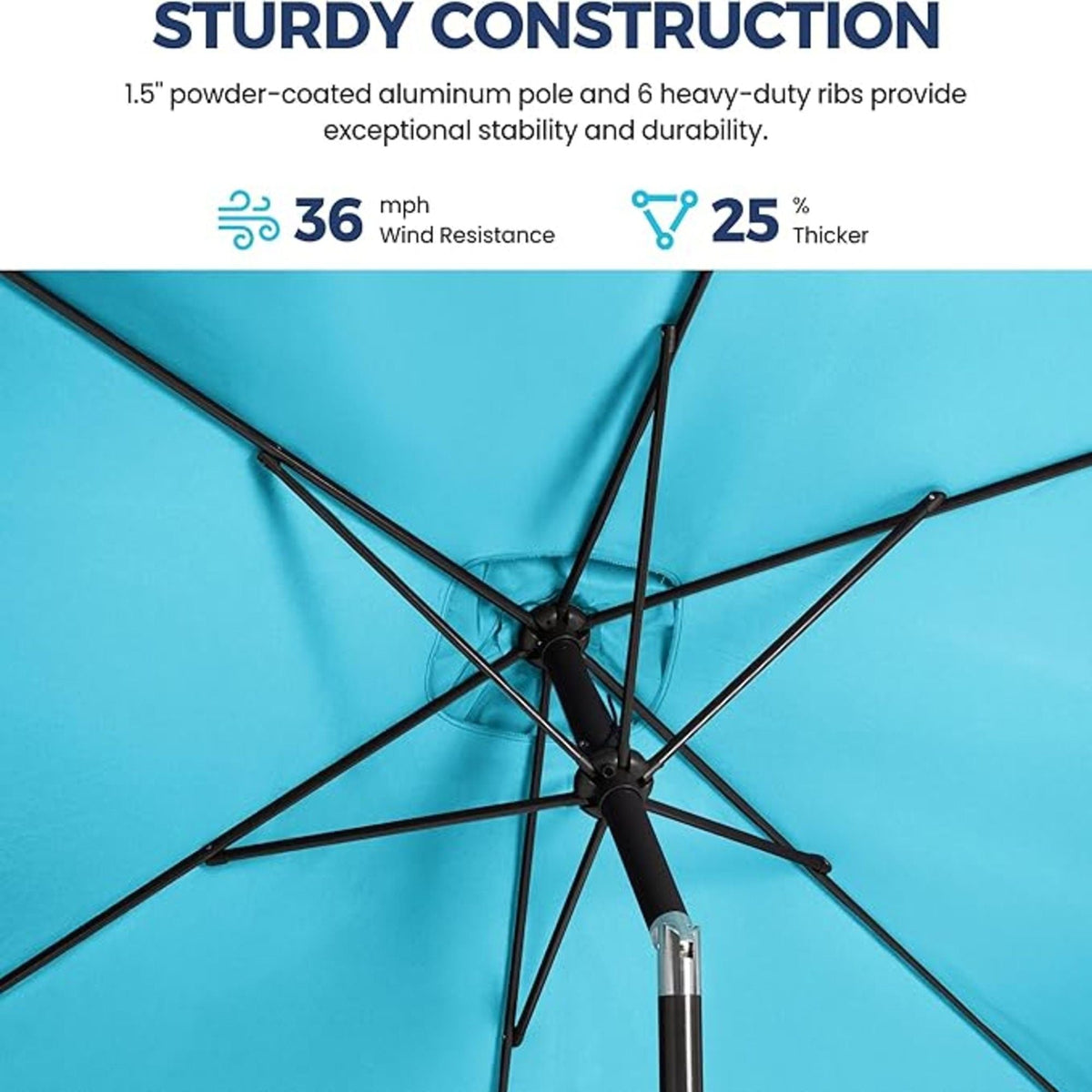 Rectangular Patio Umbrella With Crank Tilt, Polyester UV-Resistant Canopy