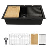 Granite Composite Quartz Kitchen Sink With Workstation Features And Drop In Design