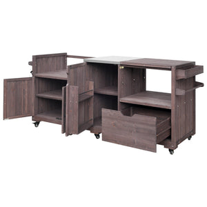 K&K 80.5' Outdoor Kitchen Island for Big Green Egg & Blackstone Griddle