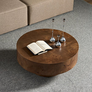 31.49'' Burl Wood Veneer Round Coffee Table