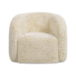 Colt Fur Swivel Upholstered Barrel Accent Arm Chair - Cream Beige