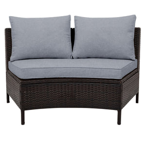 TOPMAX 5-Piece Gray PE Rattan Outdoor Patio Sofa Set