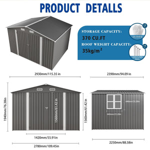 Large Outdoor Storage Shed With Lockable Door, Air Vent
