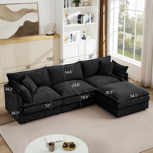 Modular Sectional Sofa - 102 Inch L Shaped Couch Set
