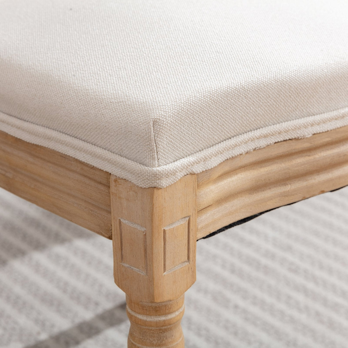 French Style Solid Wood Frame Linen Back Dining Chair Set of 2