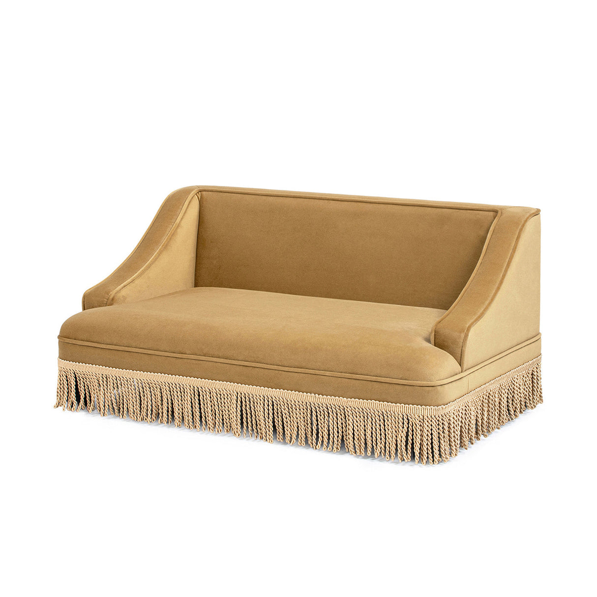 Duchess 33' Medium Princess Pet Bed Sofa with Fringe Skirt, Gold Yellow Performance Velvet