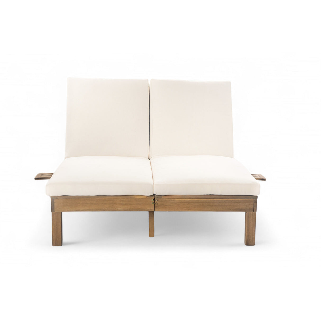 TREXM 5-Position Adjustable Backrest Double Chaise Lounge Outdoor