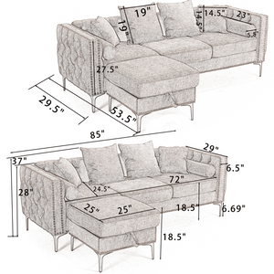 Modern Lounge Chenille Sectional Sofa