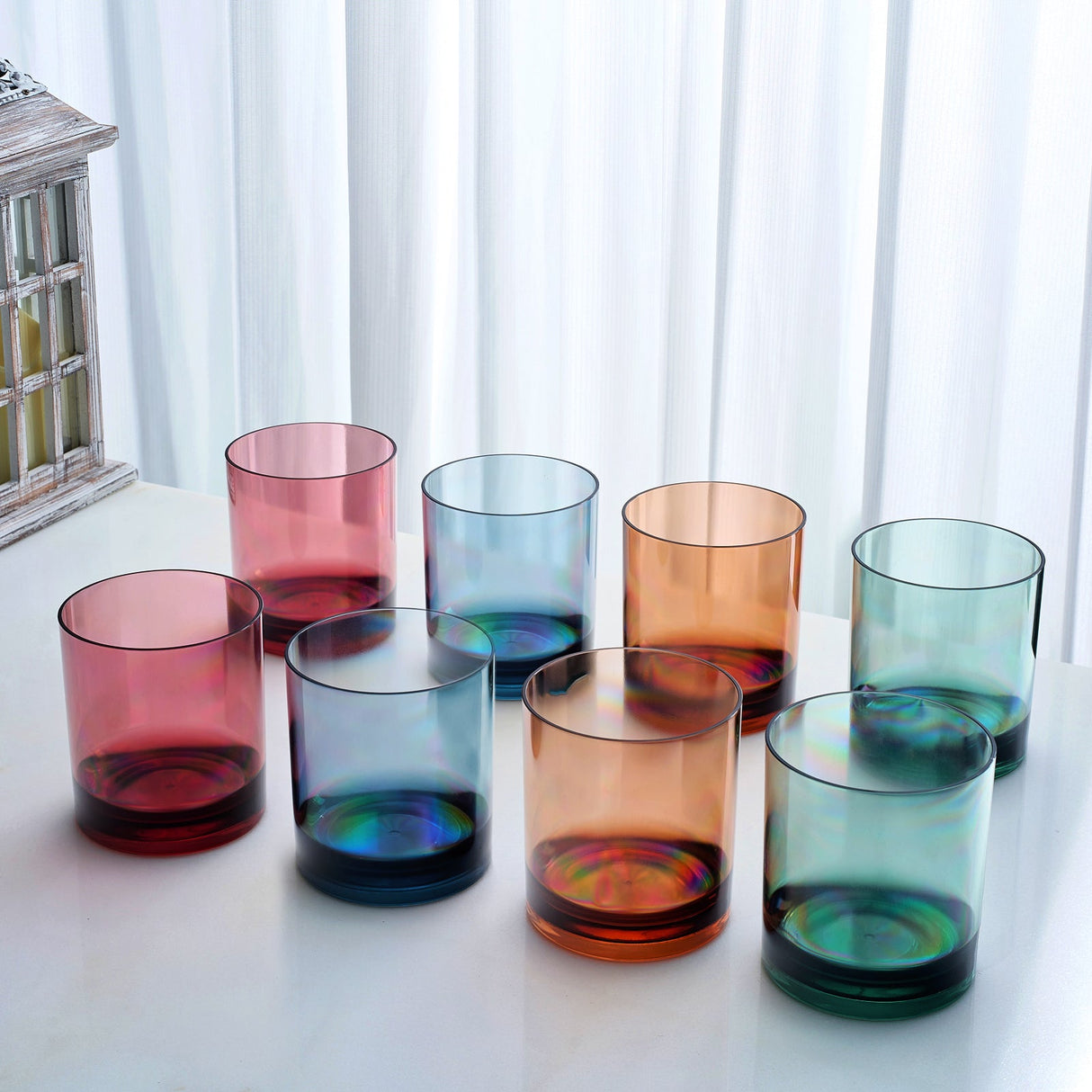 Eze Acrylic Lowball Tumbler Glassware, Set of 8