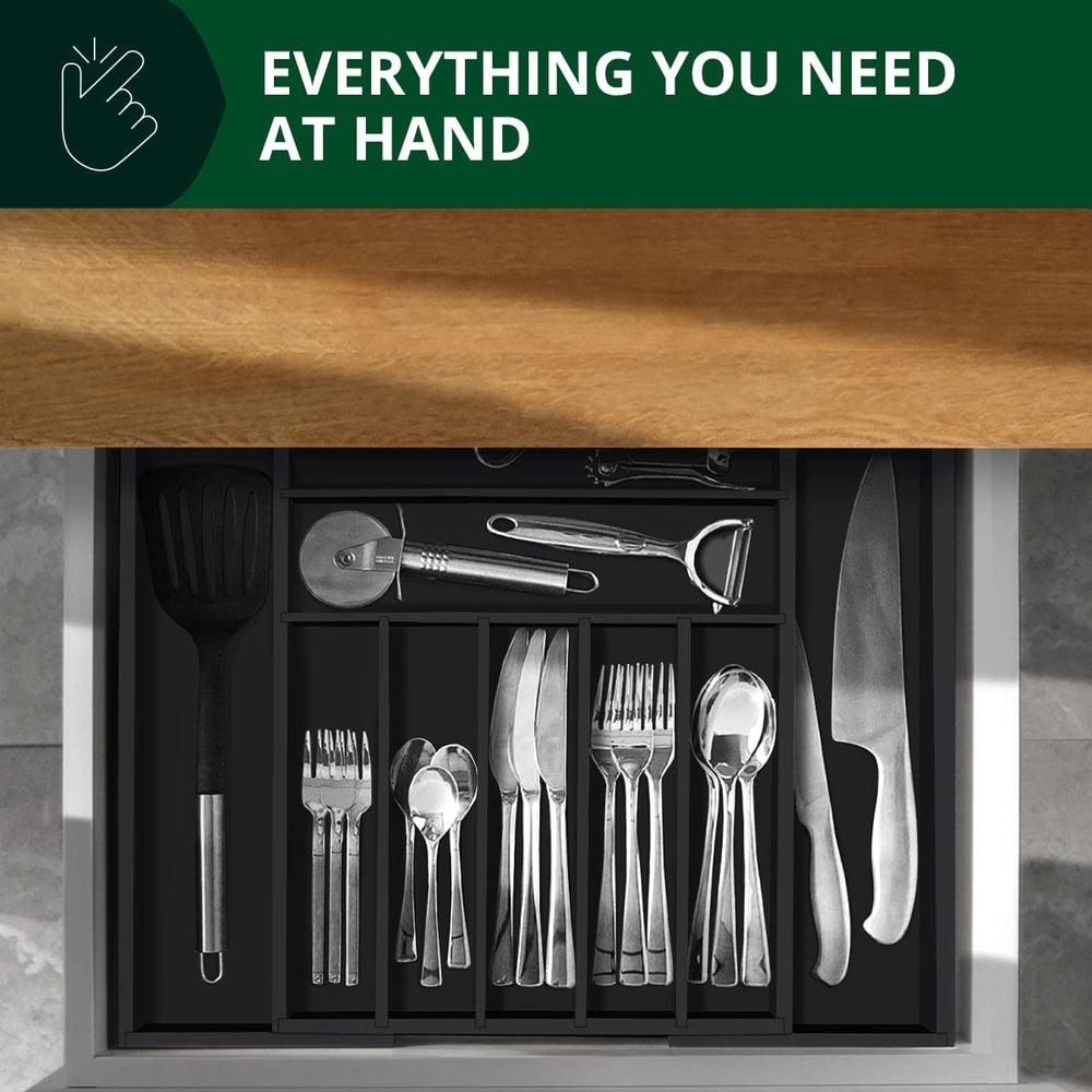 Silverware Drawer Organizer Black 9 Slots
