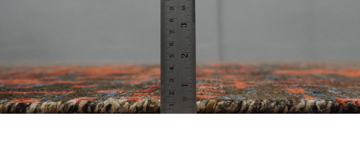 Hand Knotted 4x6 Rust and Charcoal Modern Abstract  Recycled Silk Area Rug