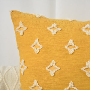 20''x20'' Tufted Floral 100% cotton Throw Pillow | 7 Colors – Textured Daisy Stitch Design | Boho Chic Couch & Bedroom Accent | Insert Included