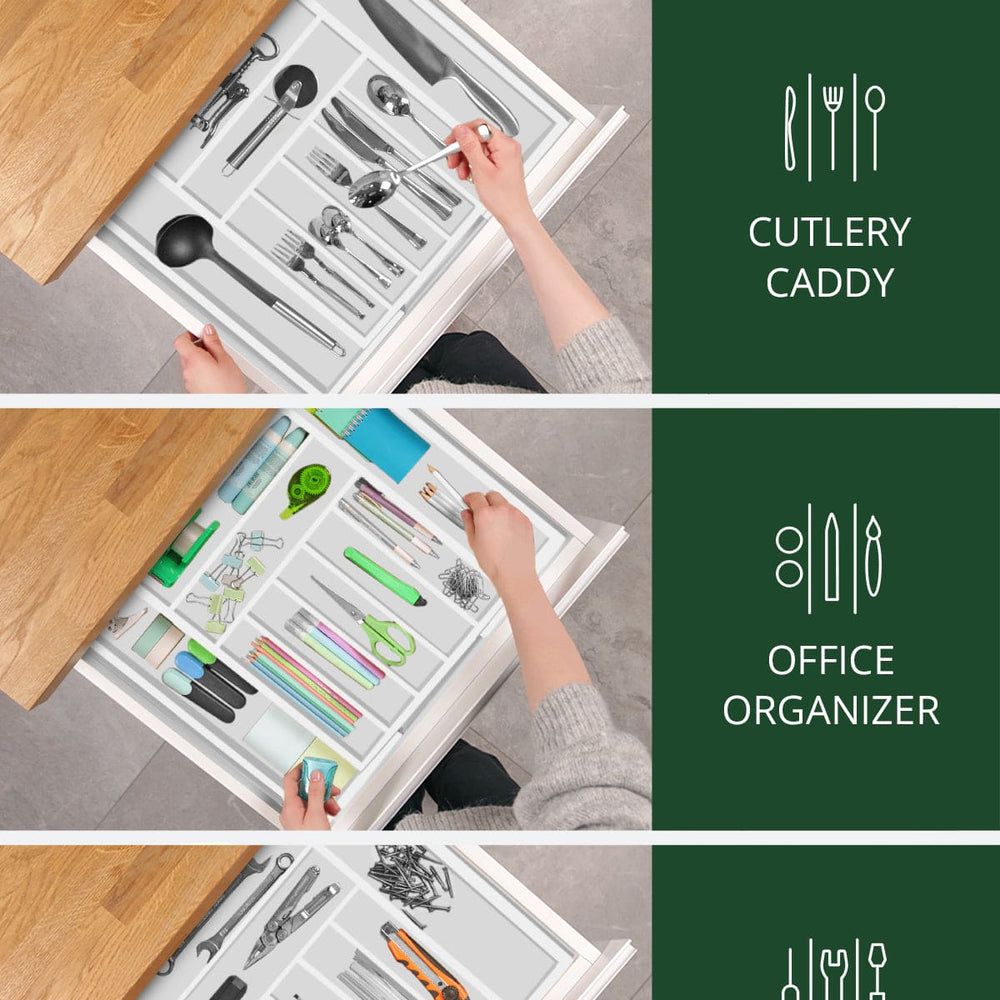Silverware Drawer Organizer, White (9 Slots)
