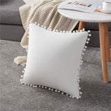 20''x20'' Velvet Pom-Pom Throw Pillow | 7 Colors – Soft & Playful Ball Trim Design | Fun Couch & Bedroom Accent | Insert Included