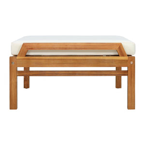 Outdoor Ottoman Table in Acacia Wood with Wicker Accents