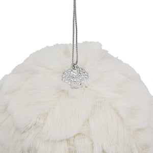 4" Cream Shabby Chic Ruffled Ornament Ball