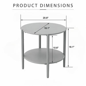Metal Round Side Table - 2-Tier Outdoor End Table