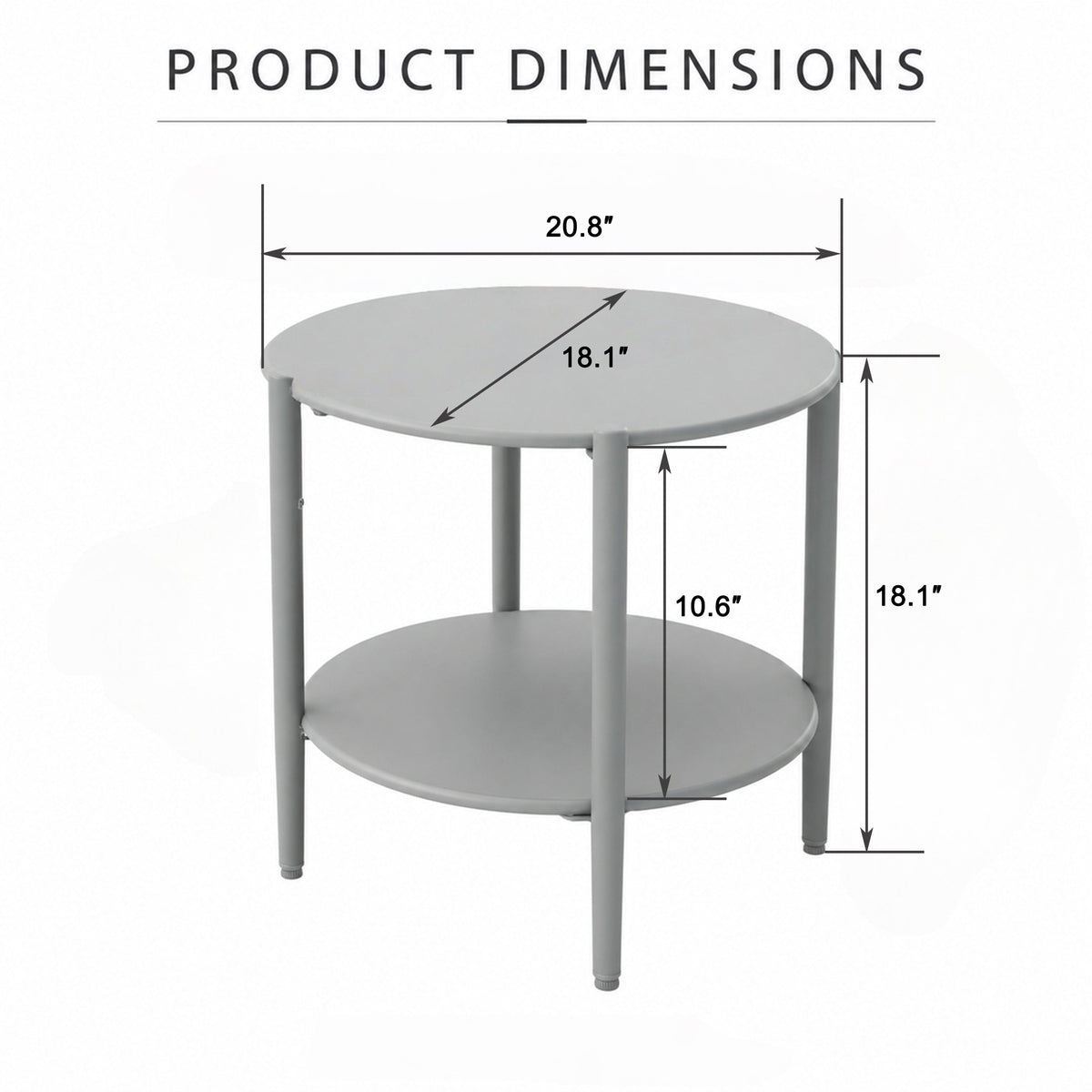Metal Round Side Table - 2-Tier Outdoor End Table