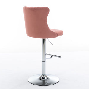 Swivel Barstools Adjusatble Seat Height From 25-33", Modern Upholstered Base Bar Stools With Backs Comfortable Tufted For Home Pub And Kitchen Island (Set of 2)
