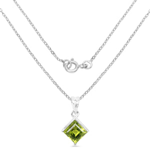 1.56 Carat Genuine Peridot .925 Sterling Silver Pendant