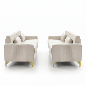 Ivory White 2-Piece Velvet Sofa Set